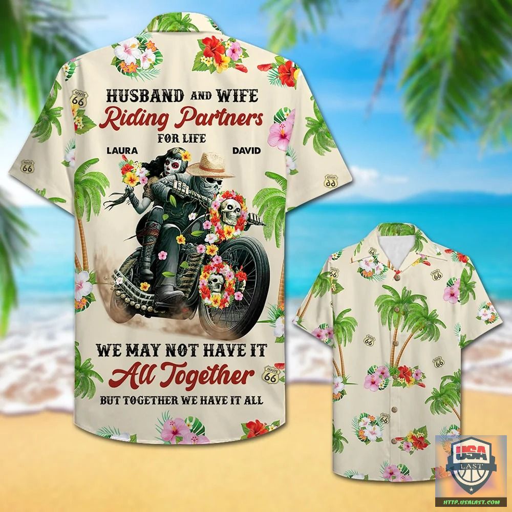 Biker Skull Husband And Wife Riding Partners For Life Custom Hawaiian Shirt – Usalast