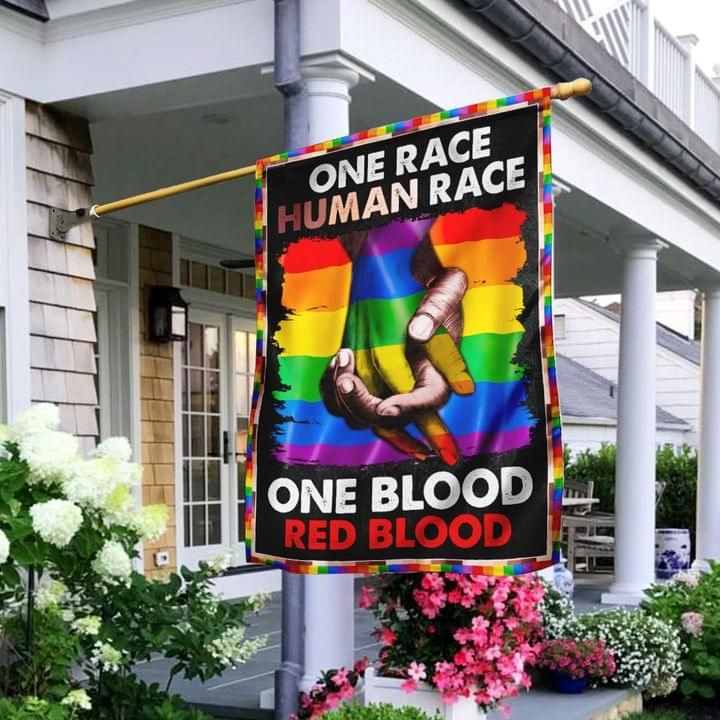 LGBT One Race Human Race One Blood Red Blood House Garden Flag – Hothot