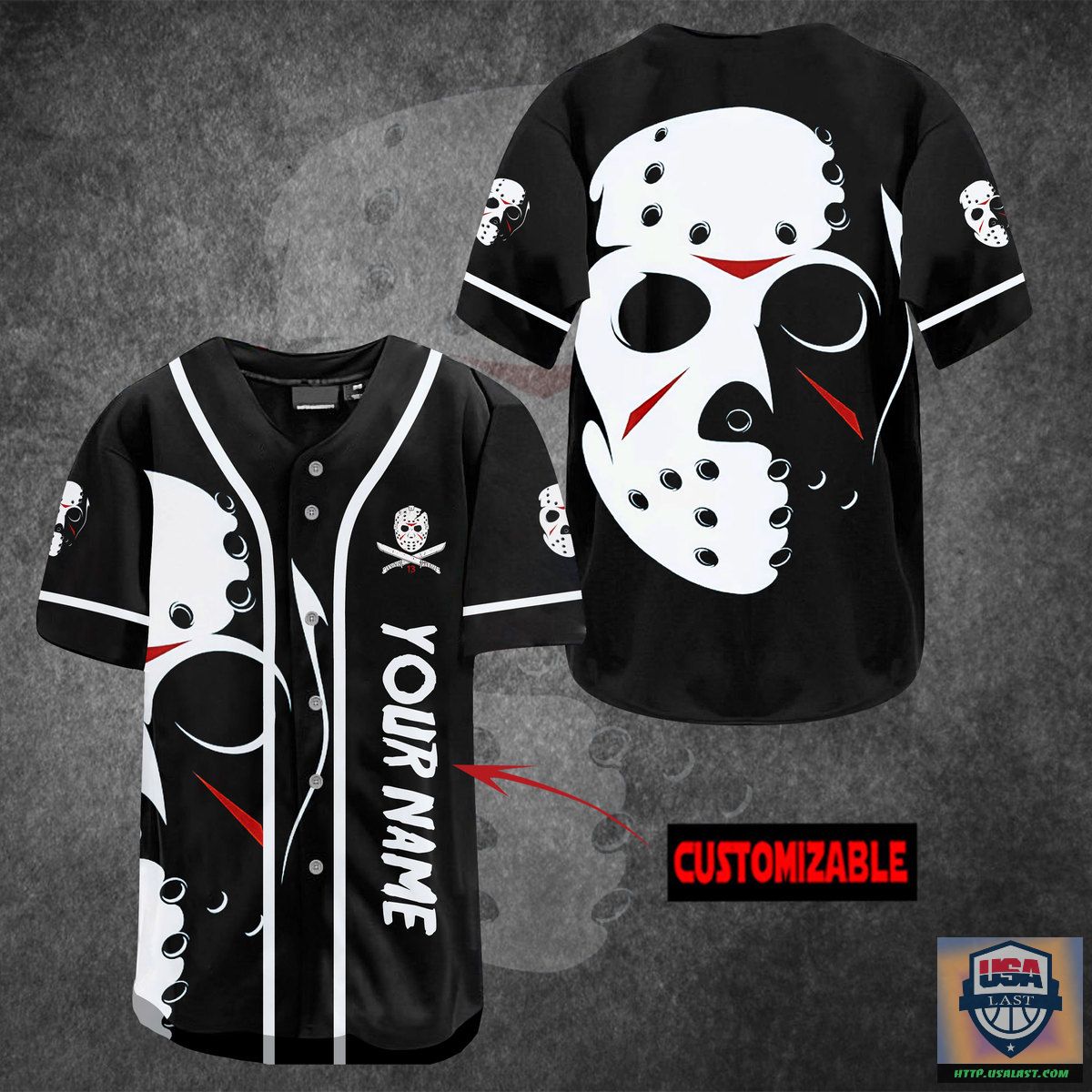 Jason Voorhees Mask Custom Name Black Baseball Jersey – Usalast