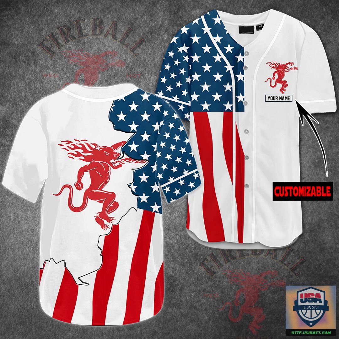 Fireball U.S Flag Custom Name Baseball Jersey – Usalast