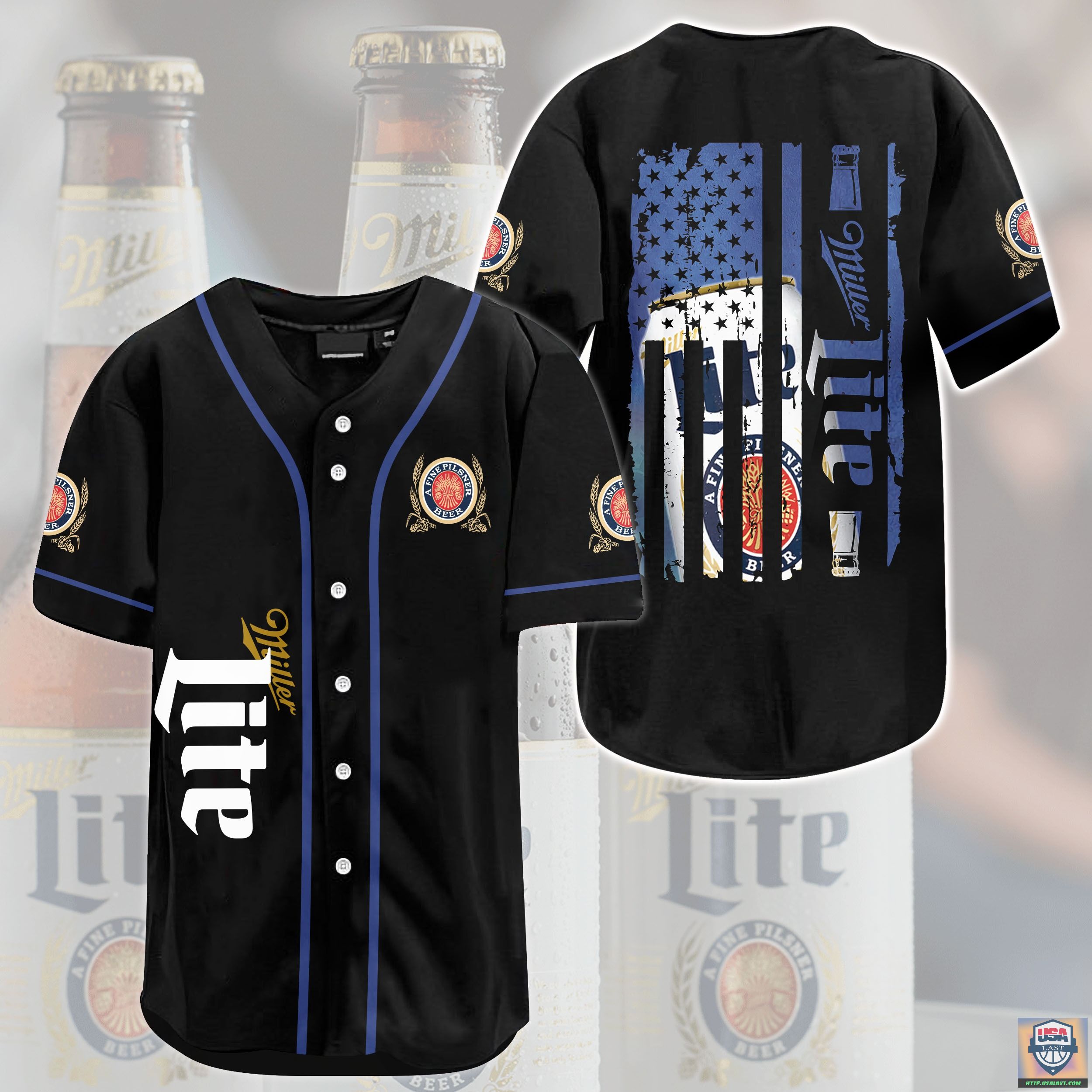 Miller Lite U.S Flag Baseball Jersey Shirt – Usalast