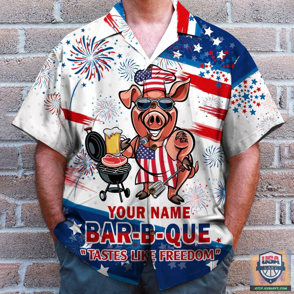 Bar-B-Que Tastes Like Freedom Personalized Grill Independence Day Hawaiian Shirt – Usalast