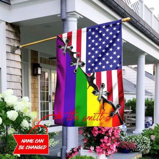 Personalized LGBT And American House Garden Flag – Hothot