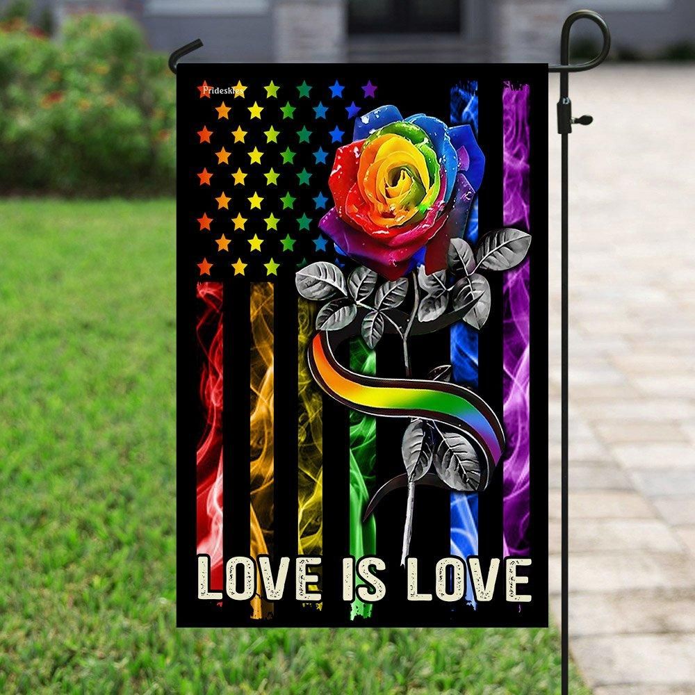 Rose Rainbow Flag Love Is Love LGBT House Garden Flag – Hothot