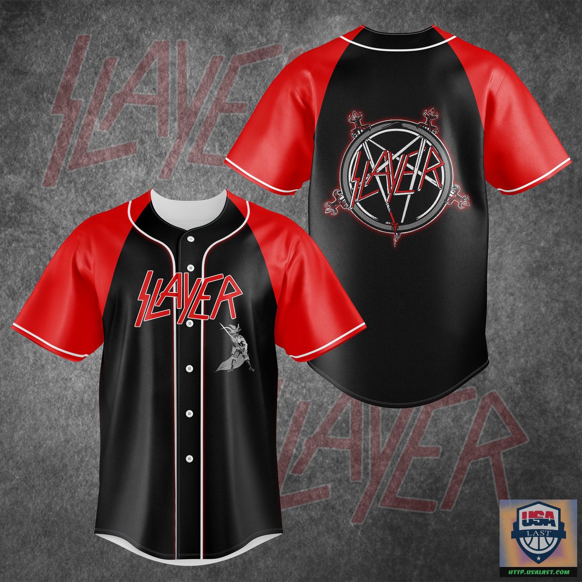 Slayer Band Red Sleeve Baseball Jersey Shirt – Usalast