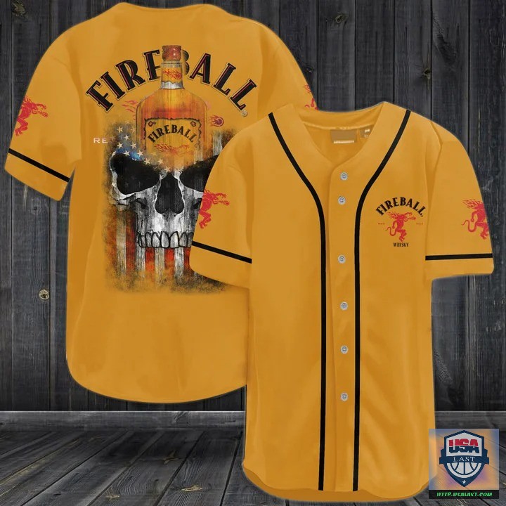 Fireball Whisky Punisher Skull Baseball Jersey Shirt – Usalast