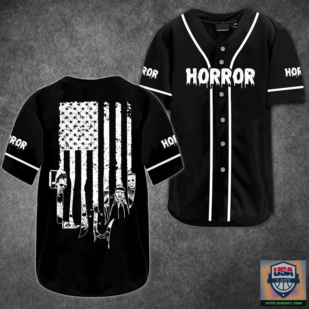 Horror Movie American Flag Black Baseball Jersey – Usalast