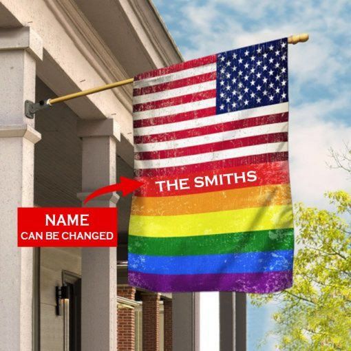 Personalized LGBT American US Custom Name House Garden Flag – Hothot