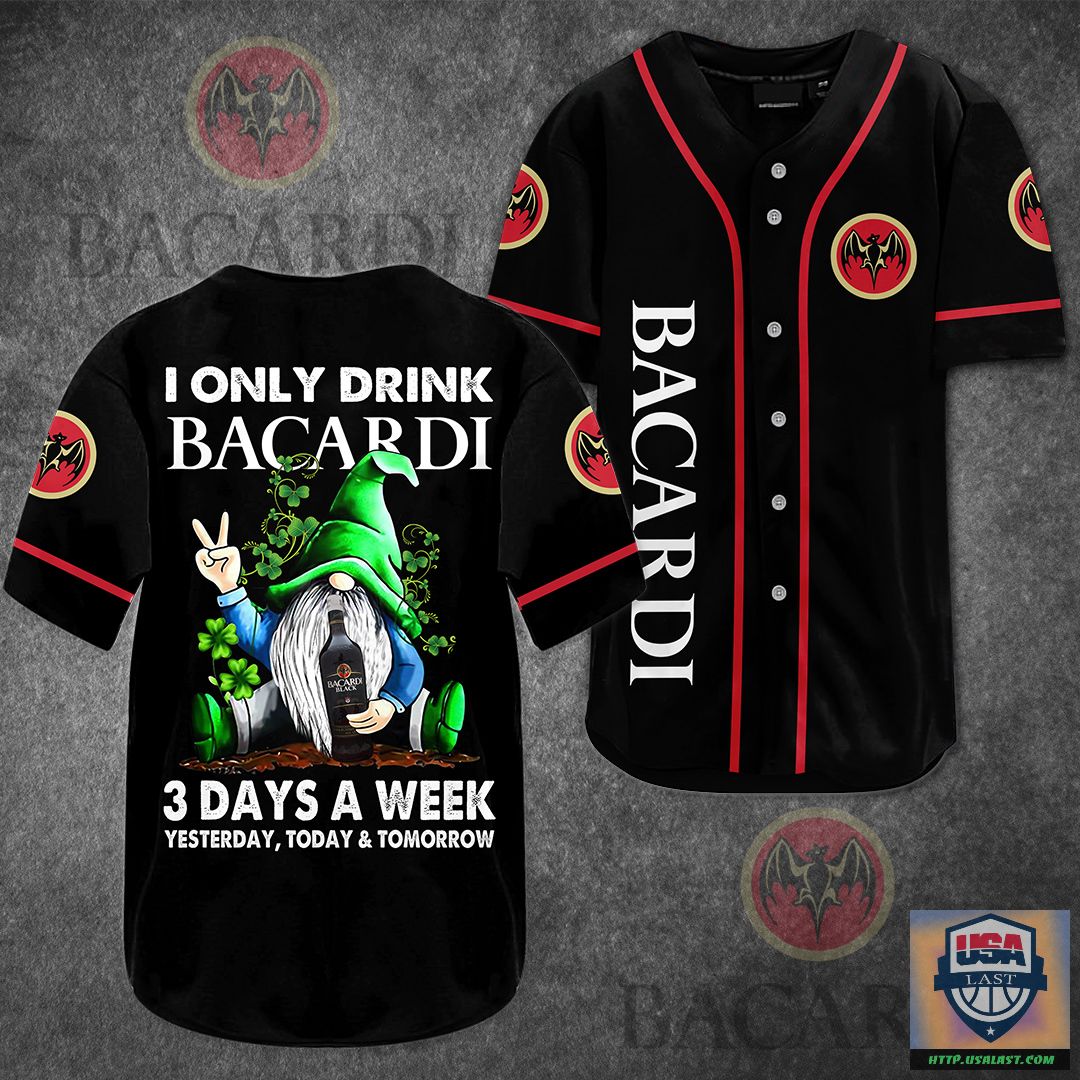 Gnome I Only Drink Bacardi 3 Days A Week Baseball Jersey – Usalast
