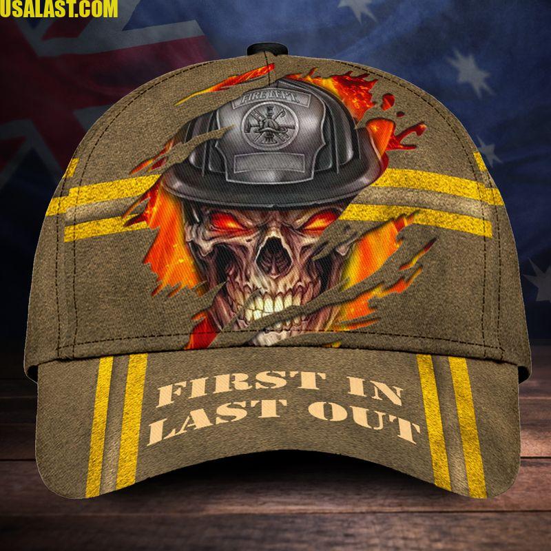 Skull FireFighter First In Last Out All Over Print Cap – Usalast