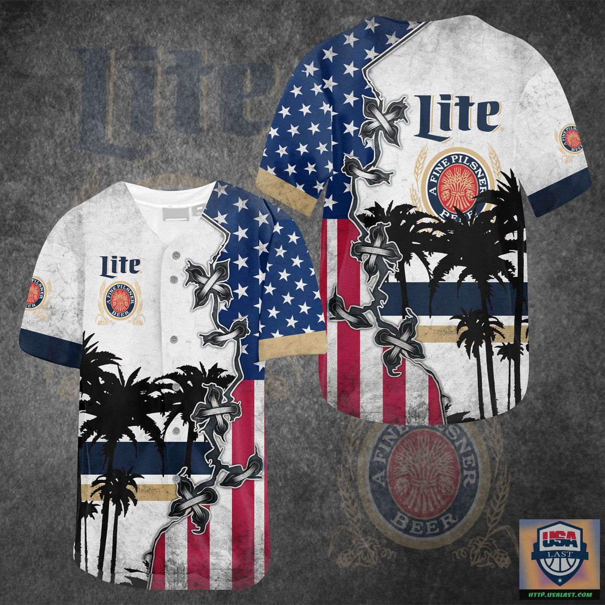 Lite Beer U.S Flag Baseball Jersey – Usalast