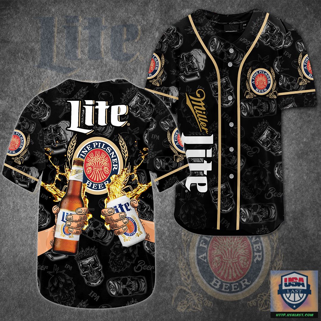 Miller Lite Beer Skull Pattern Baseball Jersey Shirt – Usalast