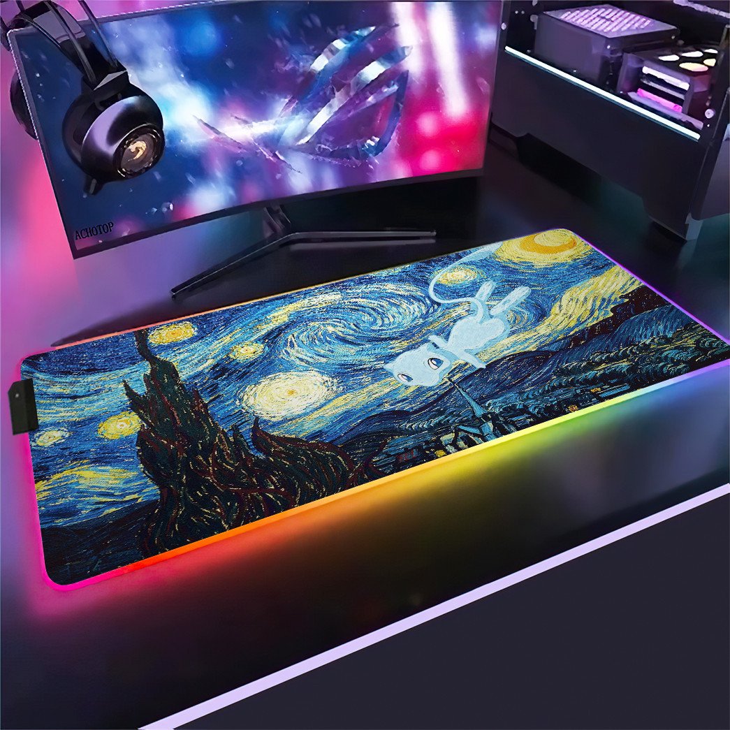 Shiny Mew Starry Night RGB Led Mouse Pad – Usalast