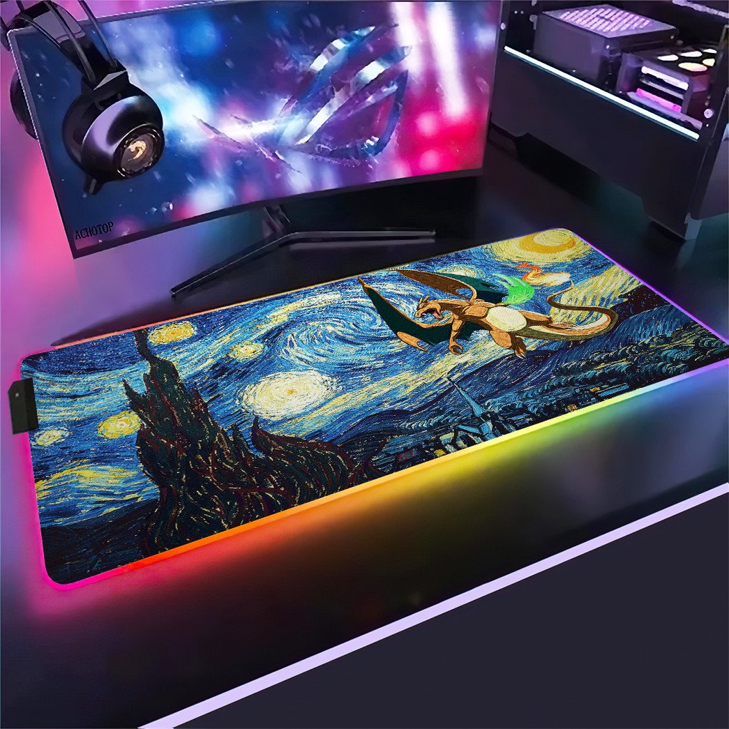 Charizard Starry Night RGB Led Mouse Pad – Usalast