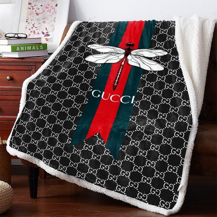 Gucci Dragonfly Black Limited Editition Fleece Blankets 010 – Usalast