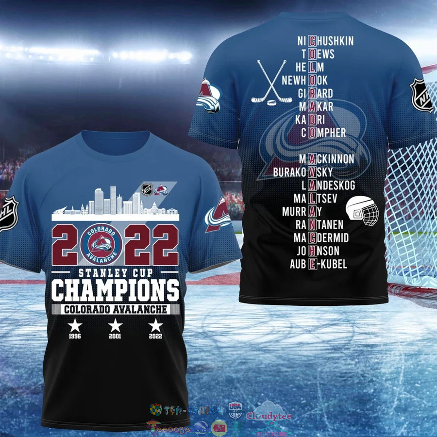 2022 Stanley Cup Champions Colorado Avalanche Blue 3D Shirt – Saleoff