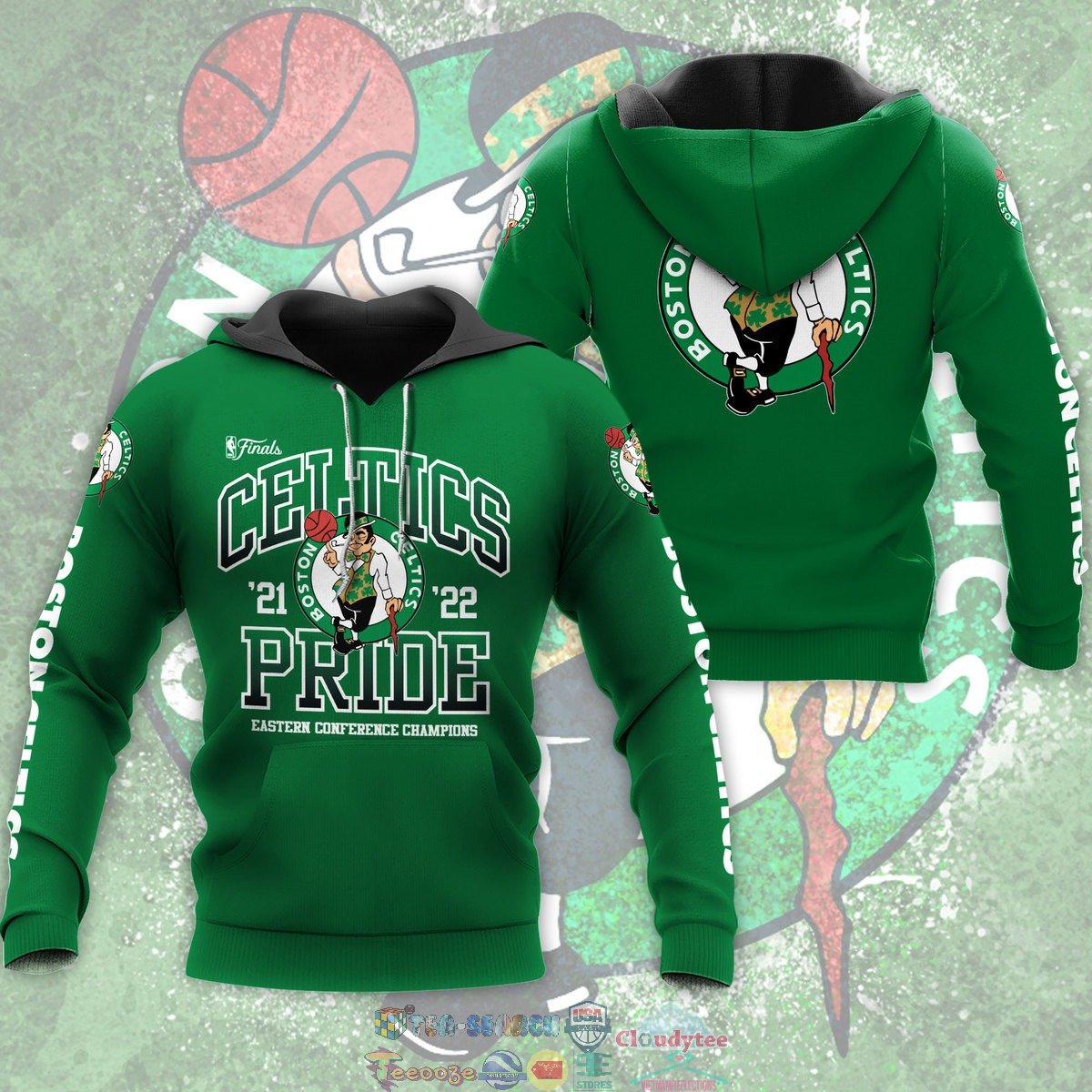 Celtics Pride 21-22 Eastern Conferrence Champions Green 3D hoodie and t-shirt – Saleoff