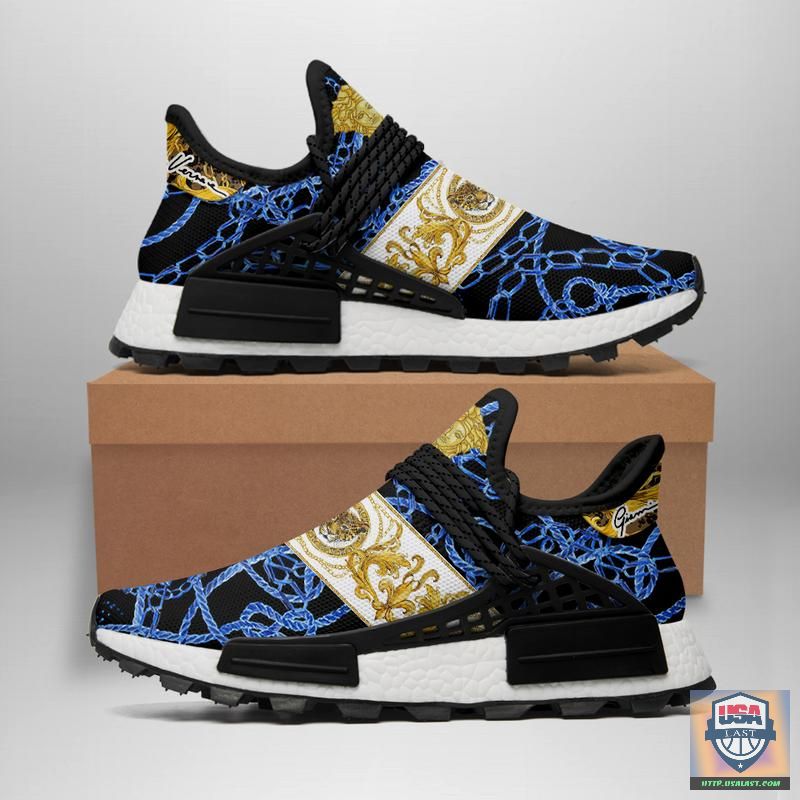 Versace Luxury NMD Human Blue Sneakers Shoes – Usalast