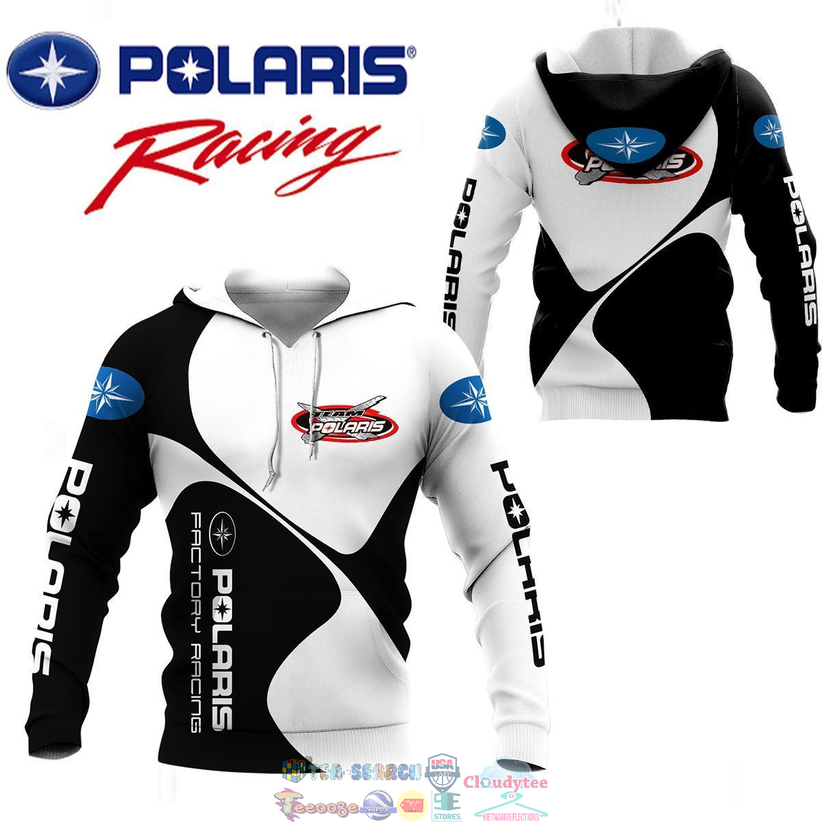 Polaris Factory Racing White 3D hoodie and t-shirt – Saleoff