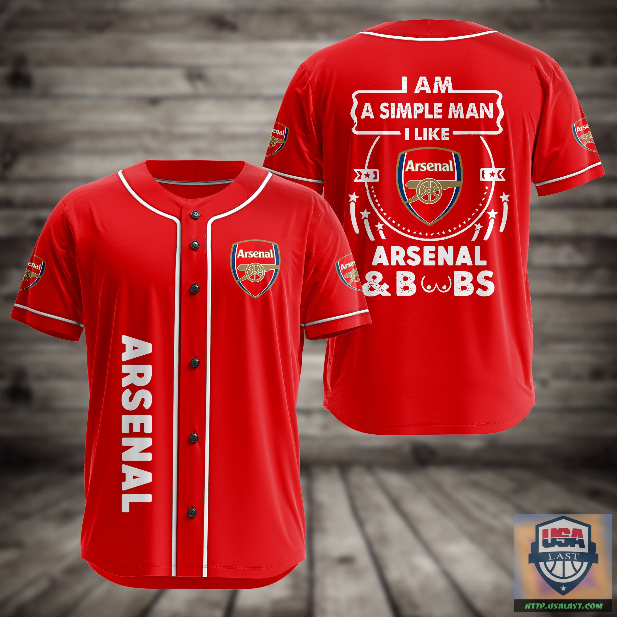 I Am Simple Man I Like Arsenal And Boobs Baseball Jersey – Usalast