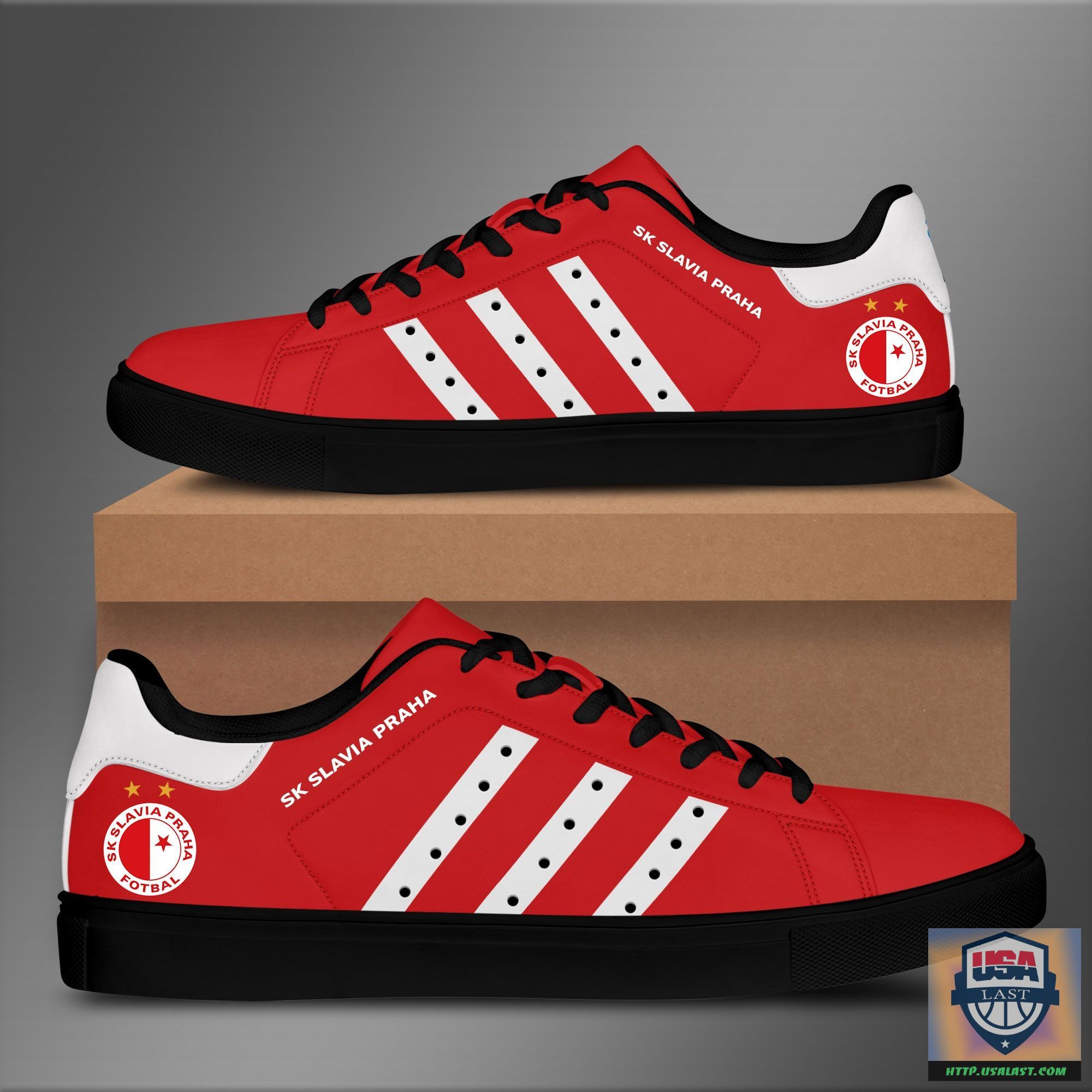 SK Slavia Prague Red Stan Smith Shoes – White Stripes – Usalast