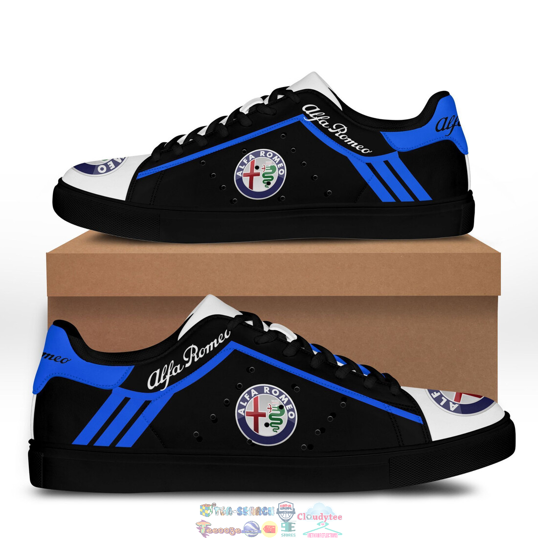 Alfa Romeo Blue Black Stan Smith Low Top Shoes – Saleoff