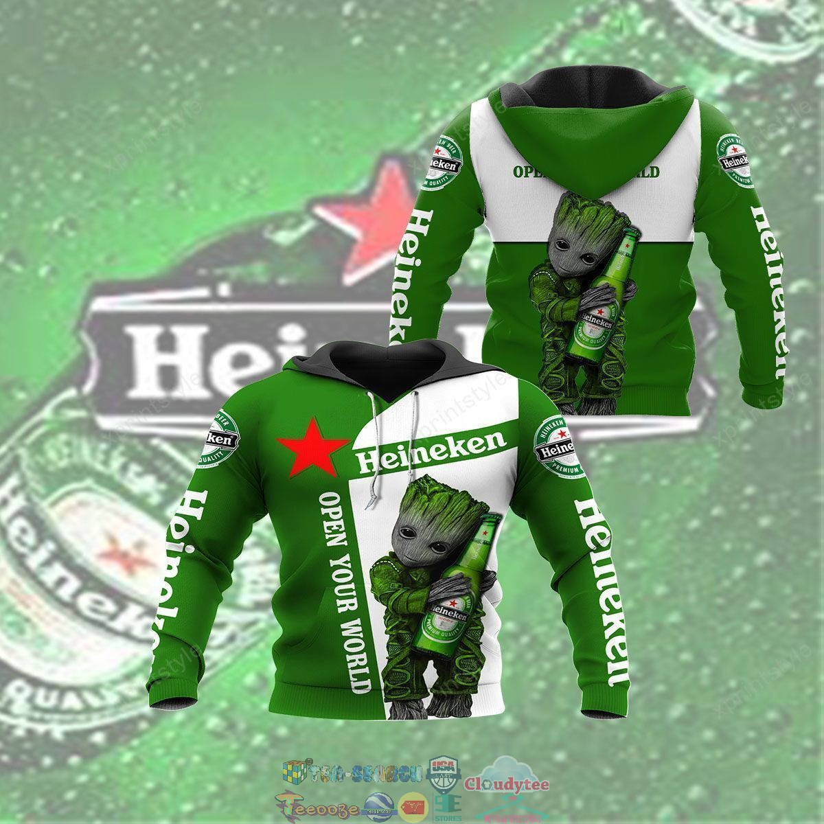 Groot Hug Heineken Open Your World 3D hoodie and t-shirt – Saleoff
