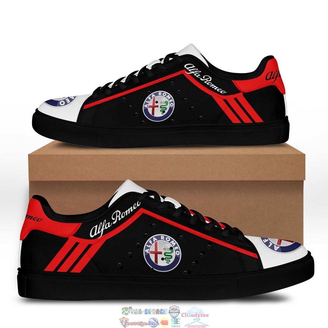Alfa Romeo Red Black Stan Smith Low Top Shoes – Saleoff