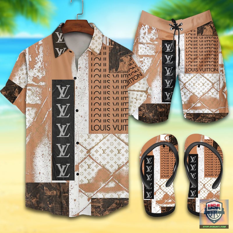 Louis Vuitton Cognac Brown Hawaiian Shirt Beach Short – Usalast