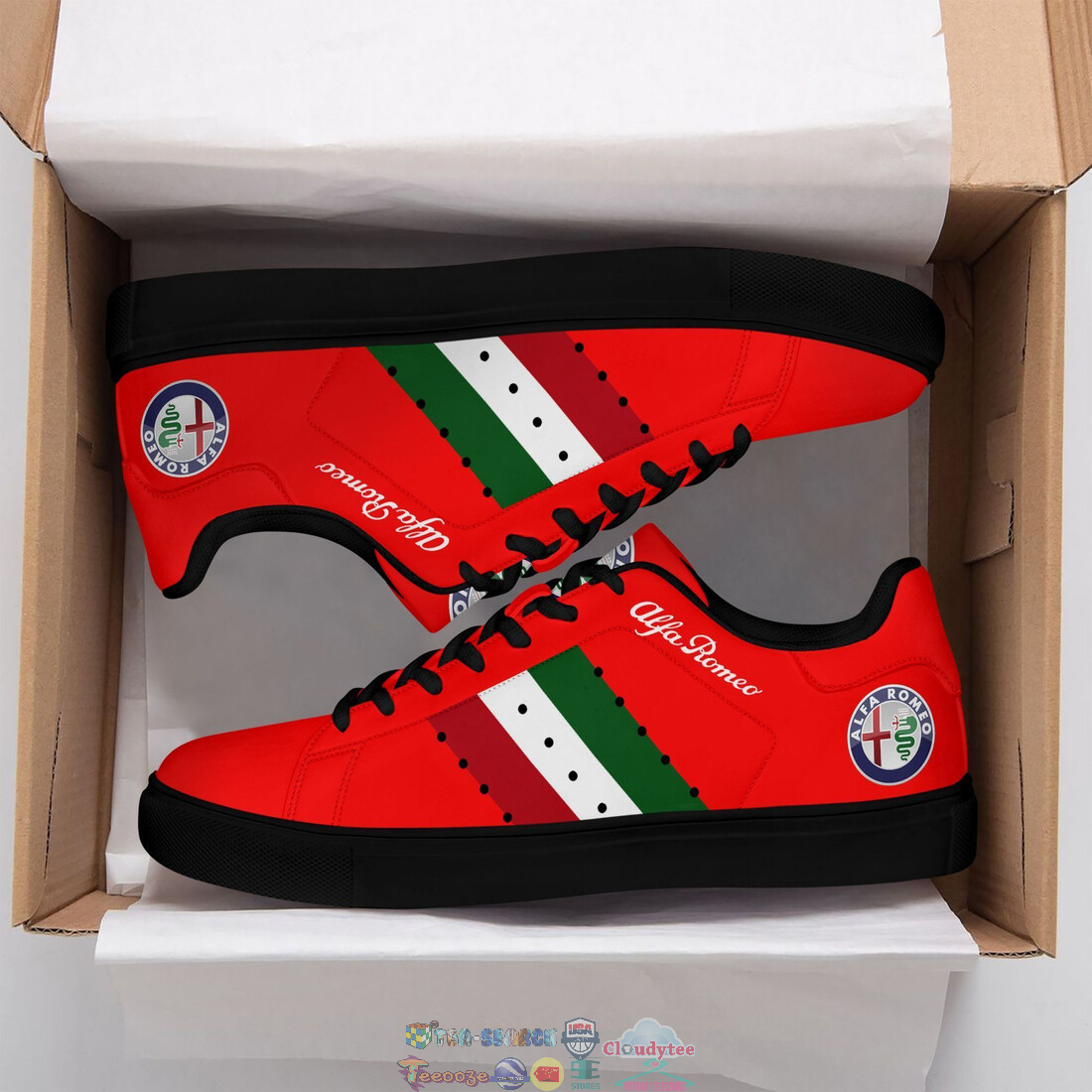 Alfa Romeo Green White Red Stripes Style 7 Stan Smith Low Top Shoes – Saleoff