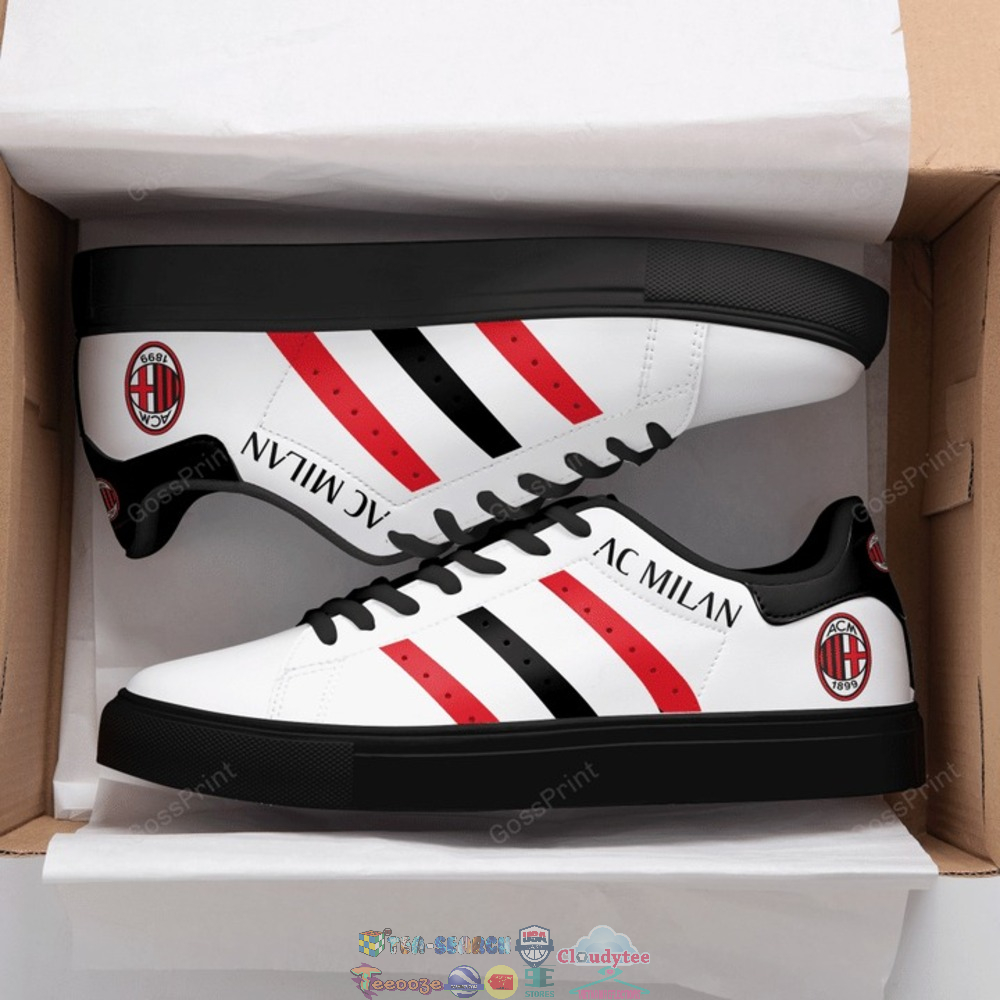 AC Milan Red Black Stripes Stan Smith Low Top Shoes – Saleoff
