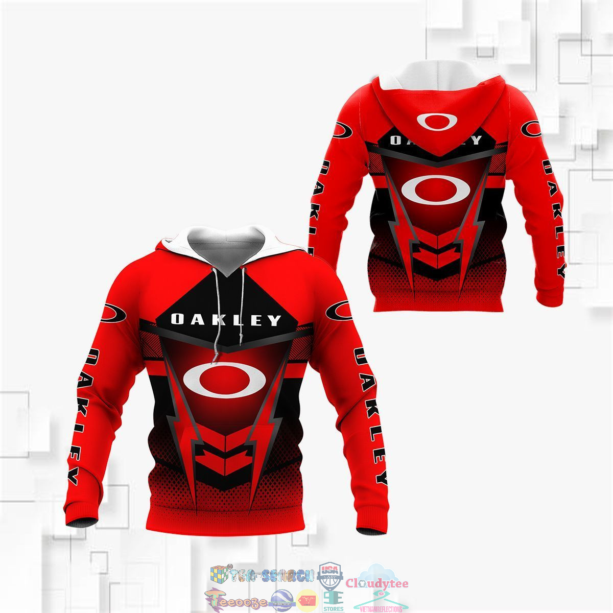Oakley Red 3D hoodie and t-shirt- Saleoff