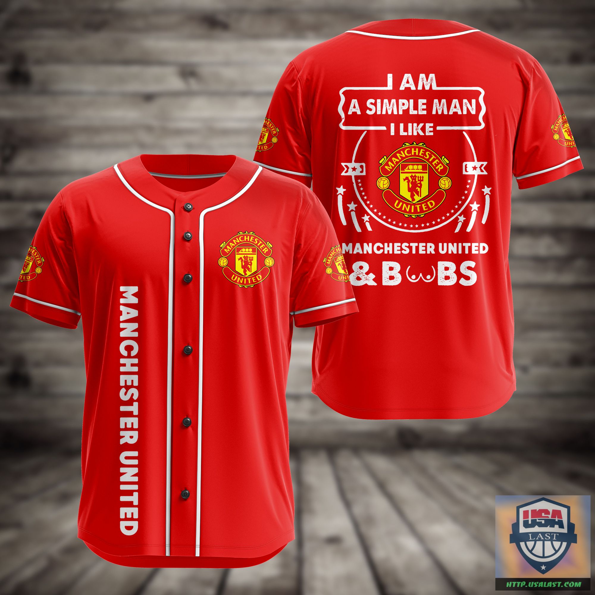 I Am Simple Man I Like Manchester United And Boobs Baseball Jersey – Usalast