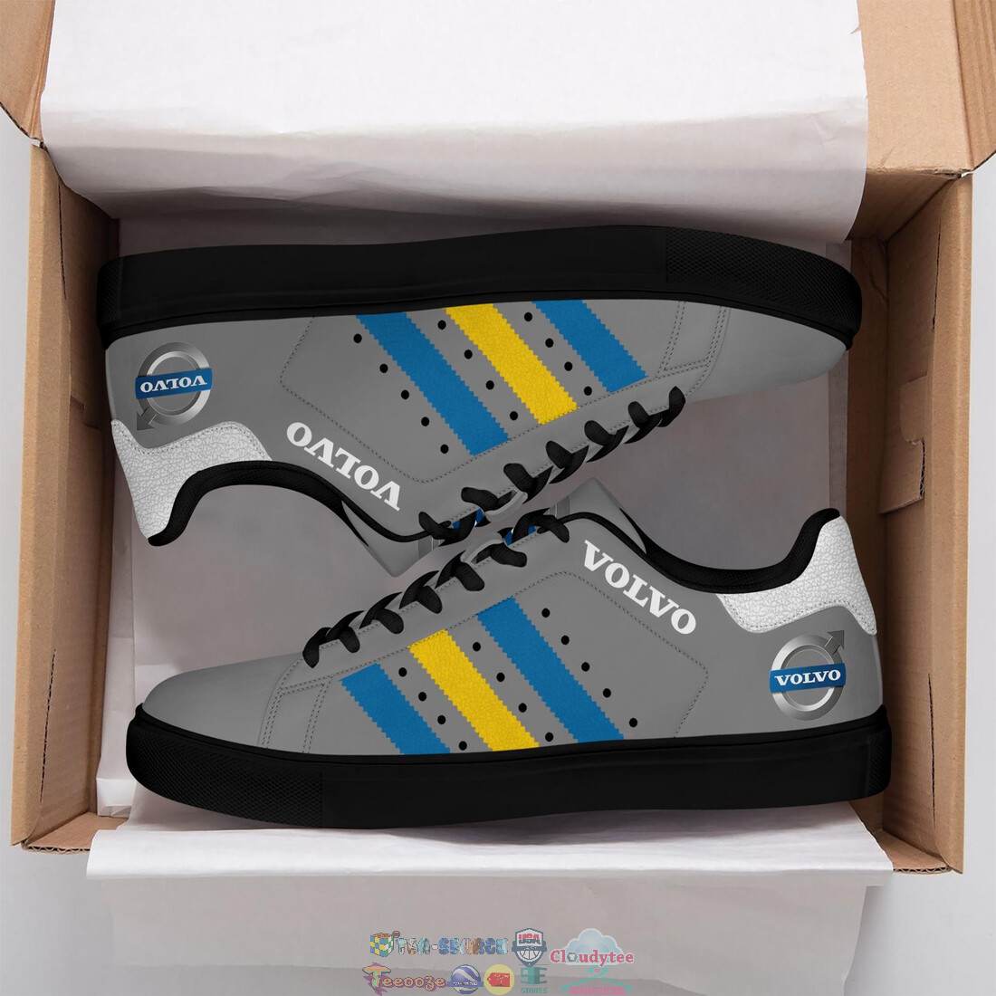 Volvo Blue Yellow Stripes Style 3 Stan Smith Low Top Shoes – Saleoff