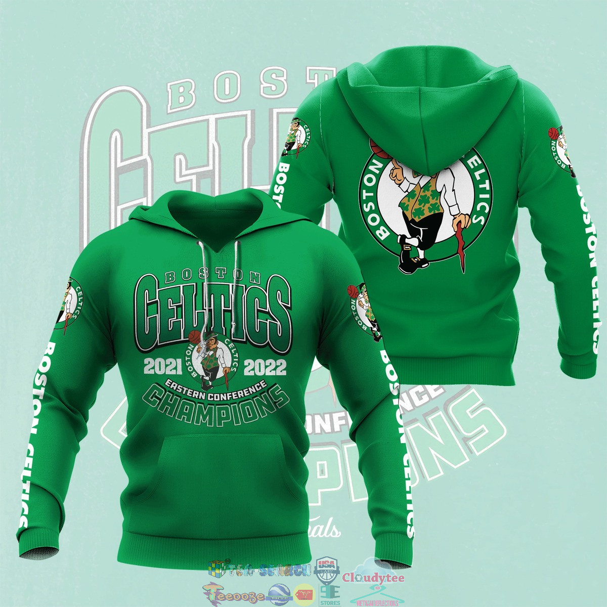 Boston Celtics 2021 2022 Eastern Conferrence Champions Green 3D hoodie and t-shirt – Saleoff