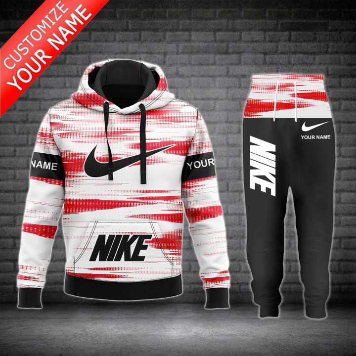 Nike Red Stroke Personalized Luxury Brand Hoodie Jogger Pants 121 – Usalast