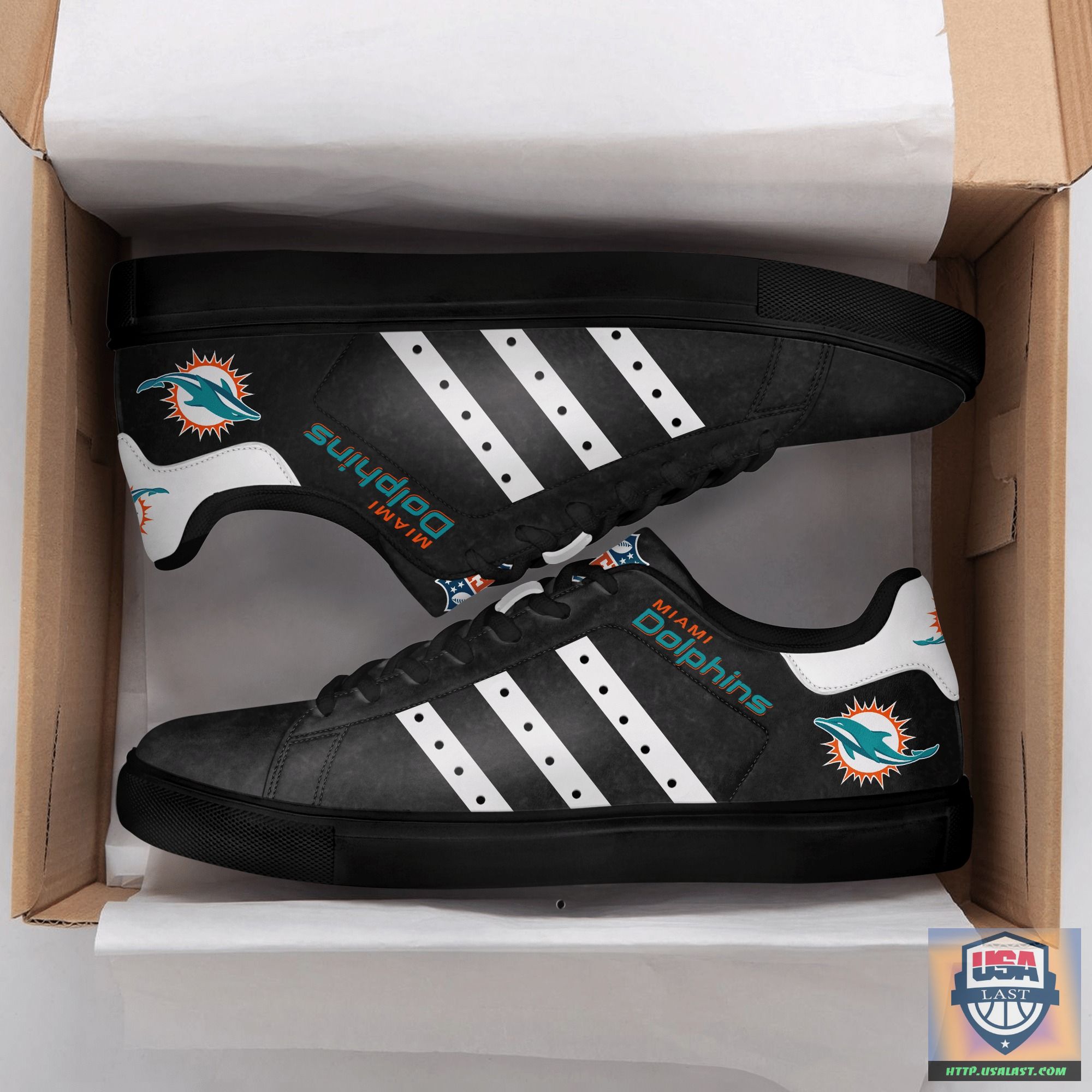 NFL Miami Dolphins Black White Stan Smith Low Top Shoes – Usalast