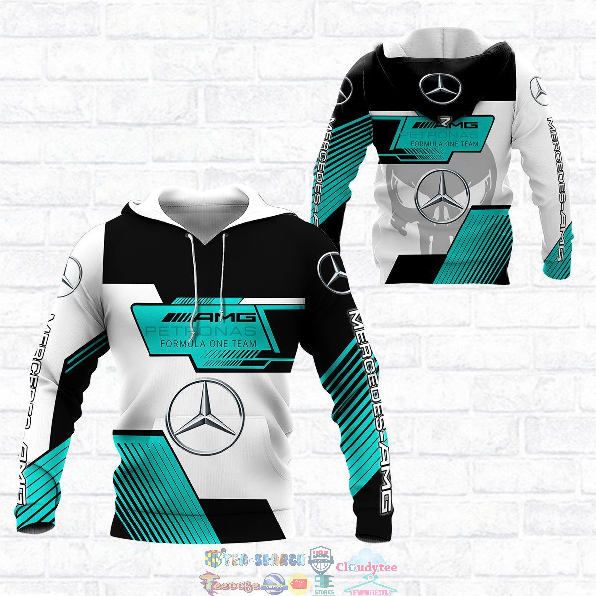 Mercedes AMG Petronas F1 Team Skull ver 1 3D hoodie and t-shirt – Saleoff