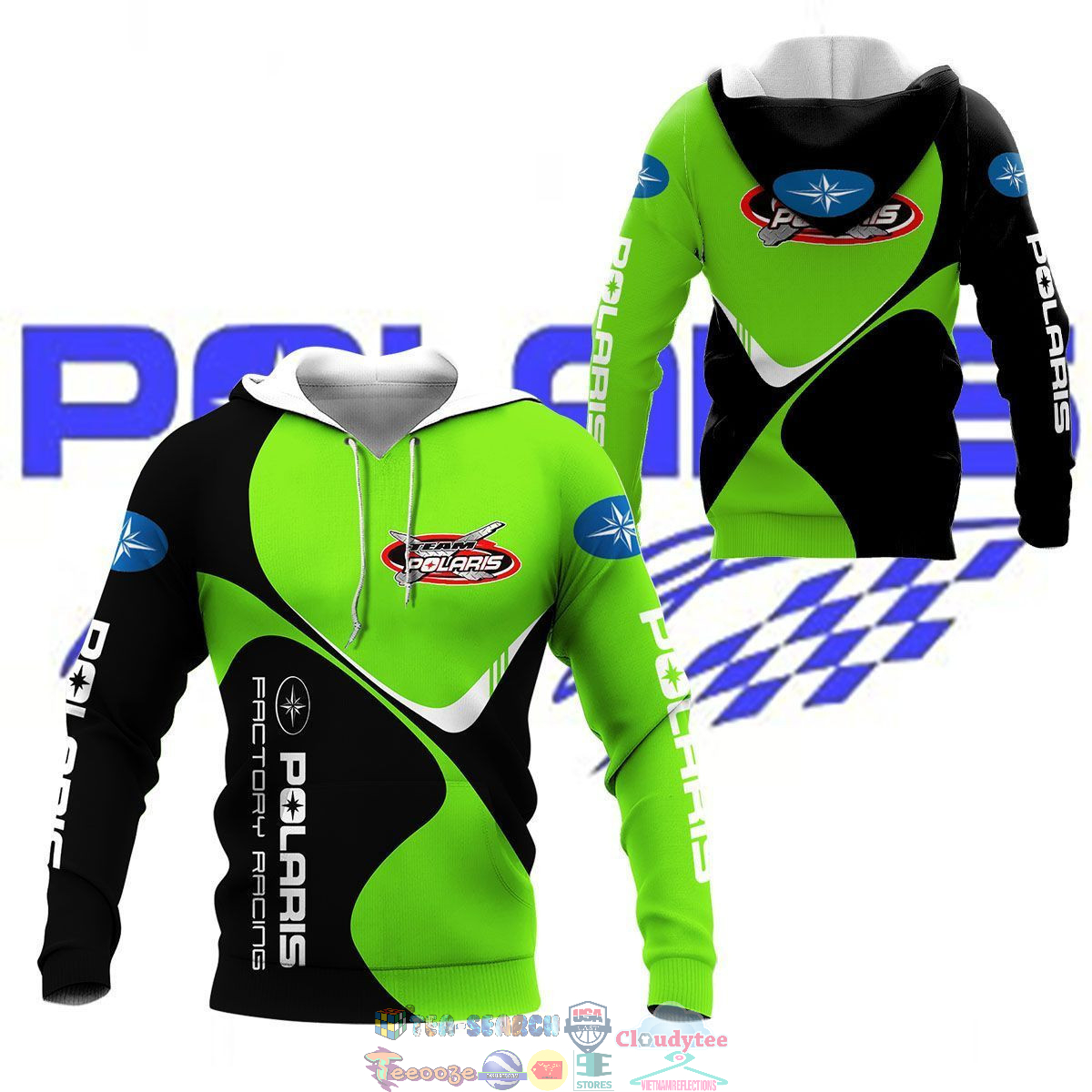 Polaris Factory Racing Green 3D hoodie and t-shirt – Saleoff