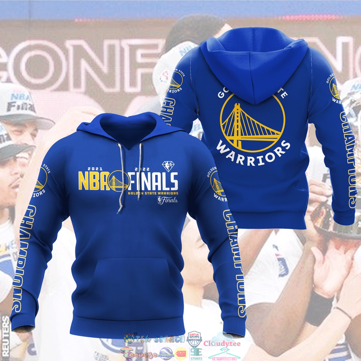 2021 2022 NBA Finals Golden State Warriors Blue 3D hoodie and t-shirt – Saleoff