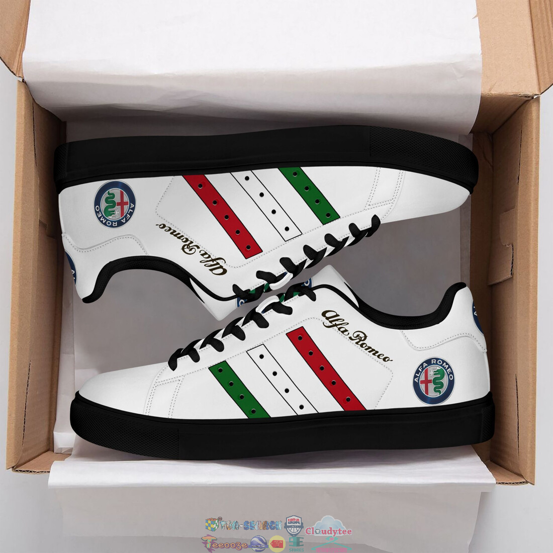 Alfa Romeo Red White Green Stripes Style 4 Stan Smith Low Top Shoes – Saleoff