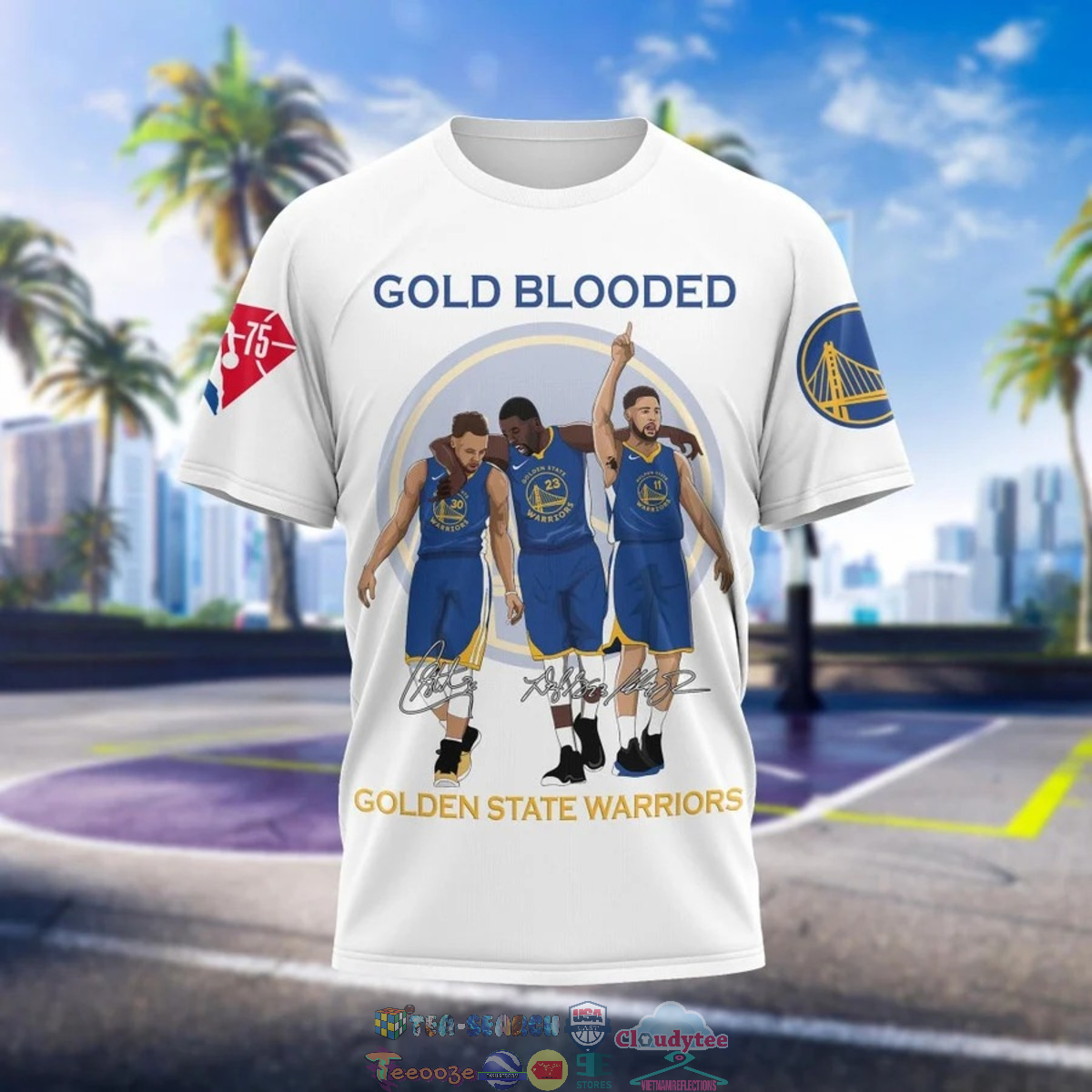 Gold Blooded Golden State Warriors White 3D Shirt – Saleoff