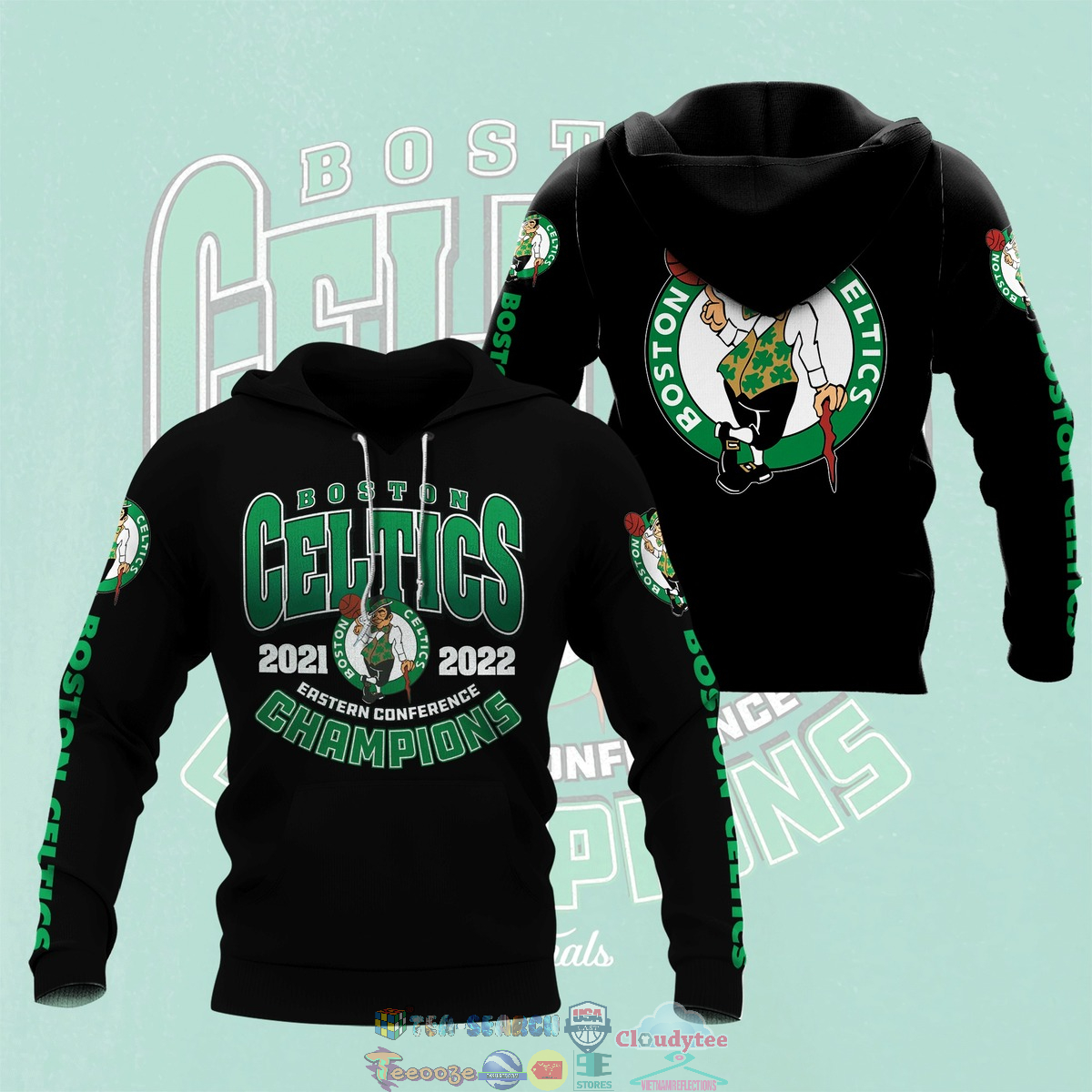 Boston Celtics 2021 2022 Eastern Conferrence Champions Black 3D hoodie and t-shirt – Saleoff