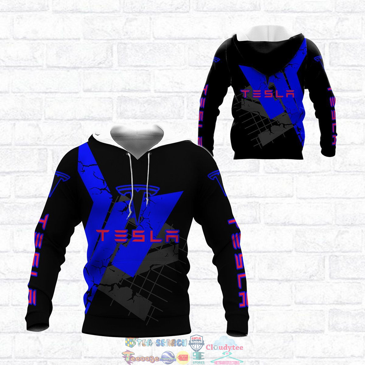 Tesla Blue ver 3 3D hoodie and t-shirt- Saleoff