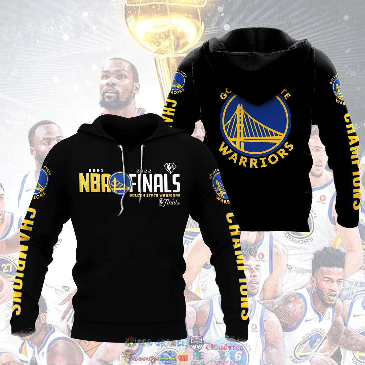 2021 2022 NBA Finals Golden State Warriors Black 3D hoodie and t-shirt – Saleoff