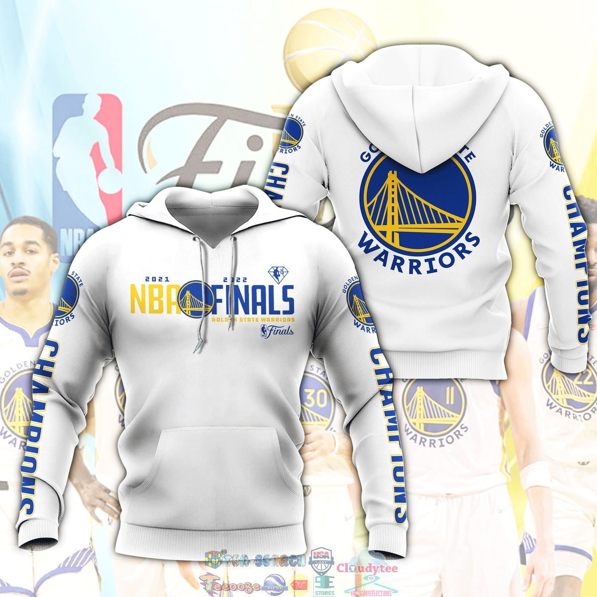 2021 2022 NBA Finals Golden State Warriors White 3D hoodie and t-shirt – Saleoff