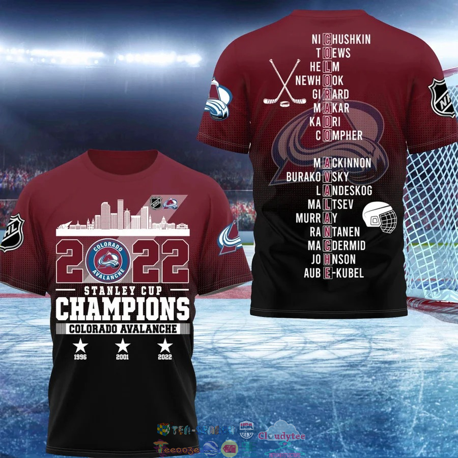 2022 Stanley Cup Champions Colorado Avalanche Red 3D Shirt – Saleoff