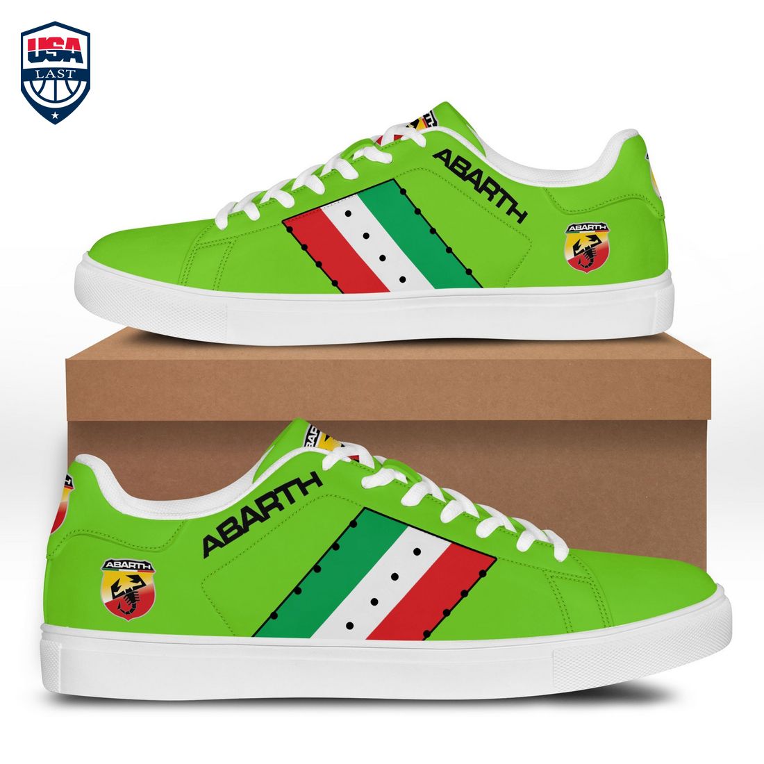Abarth Green White Red Stripes Style 2 Stan Smith Low Top Shoes – Saleoff