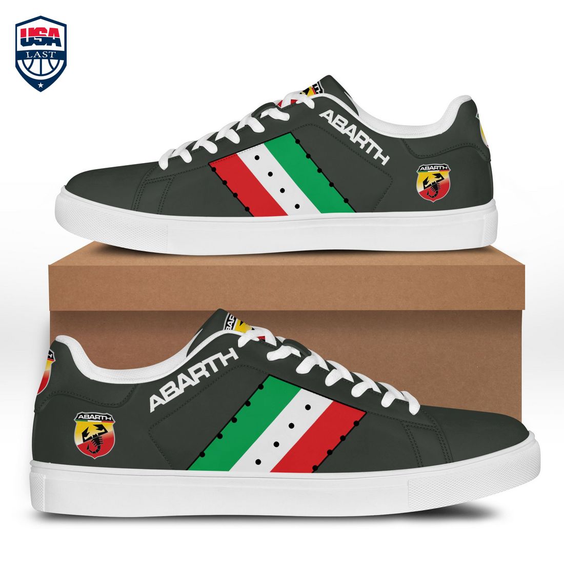 Abarth Green White Red Stripes Style 4 Stan Smith Low Top Shoes – Saleoff