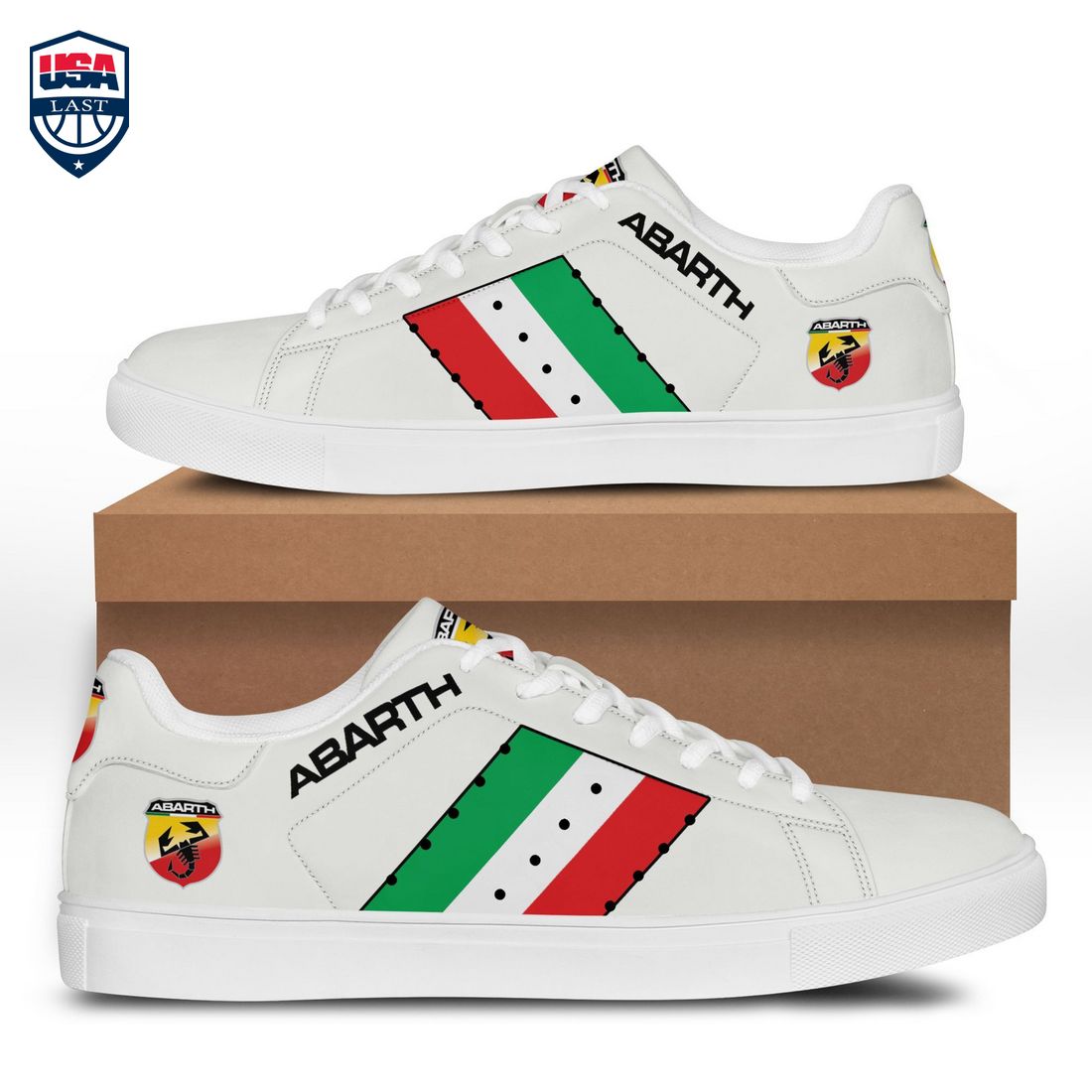 Abarth Green White Red Stripes Style 8 Stan Smith Low Top Shoes – Saleoff